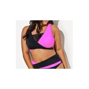 Pink and Black Women's Bikini Set